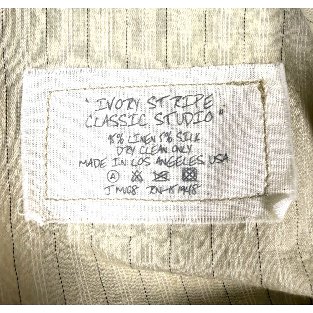 Greg Lauren Studio Ivory B&W Stripe LS Buttn Down Raw Hem Shirt Size GL 3 = US L - Picture 8 of 8